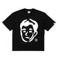 Face Mask Tee, black with white face graphic, front view