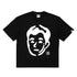 Face Mask Tee, black with white face graphic, front view