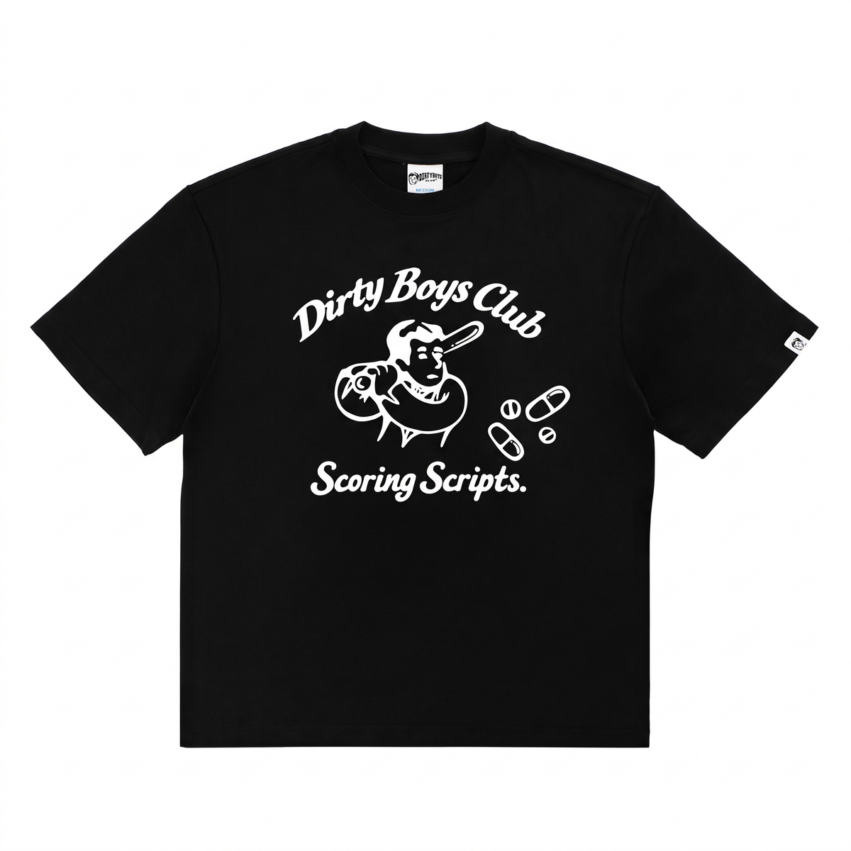 Scoring Scripts Tee in black, front view